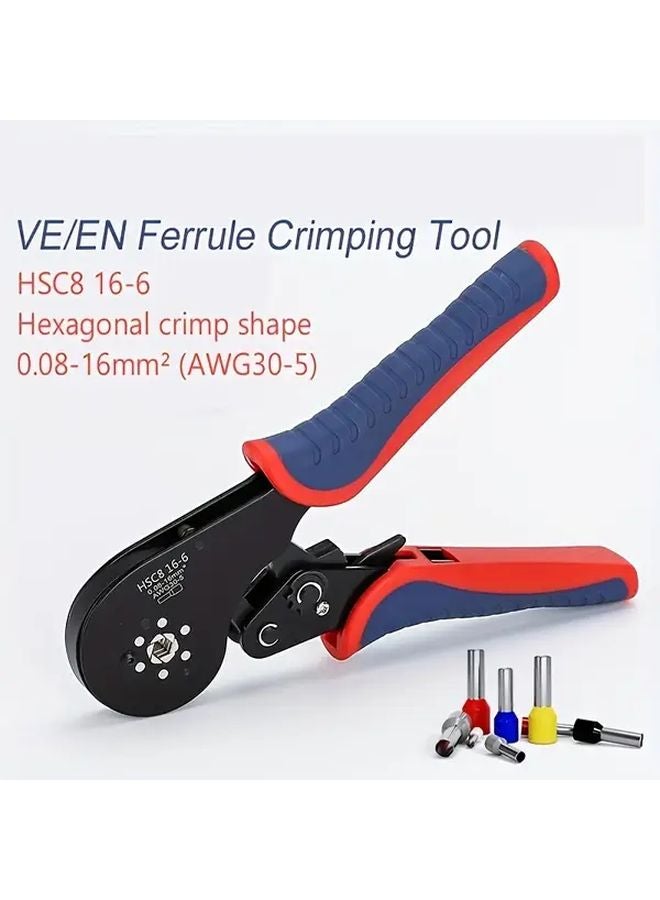 HSC8 16 6 Pro Ferrule Terminal Crimping Tool Hexagon Ratchet Pliers 0 08 16mm² 30 5AWG High Carbon Steel Non Slip Handle - Image 3
