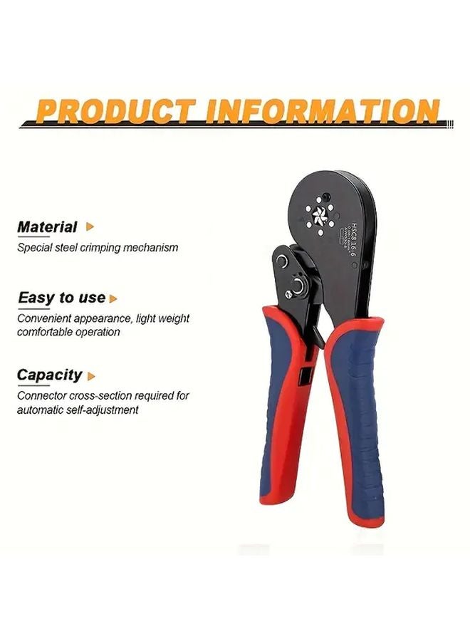 HSC8 16 6 Pro Ferrule Terminal Crimping Tool Hexagon Ratchet Pliers 0 08 16mm² 30 5AWG High Carbon Steel Non Slip Handle - Image 5