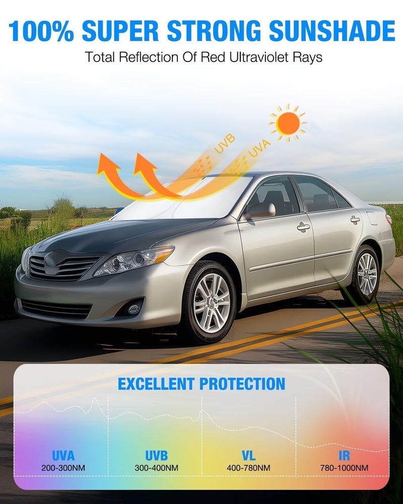 Neverland Car Sun Shade Accessories - Toyota Camry 2007-2011 Windshield Sunshade, Foldable Dashboard Cover with Oxford Silver Coating, Heat Reflective Window Shade for UV Protection & Cooler Cabin - Image 1