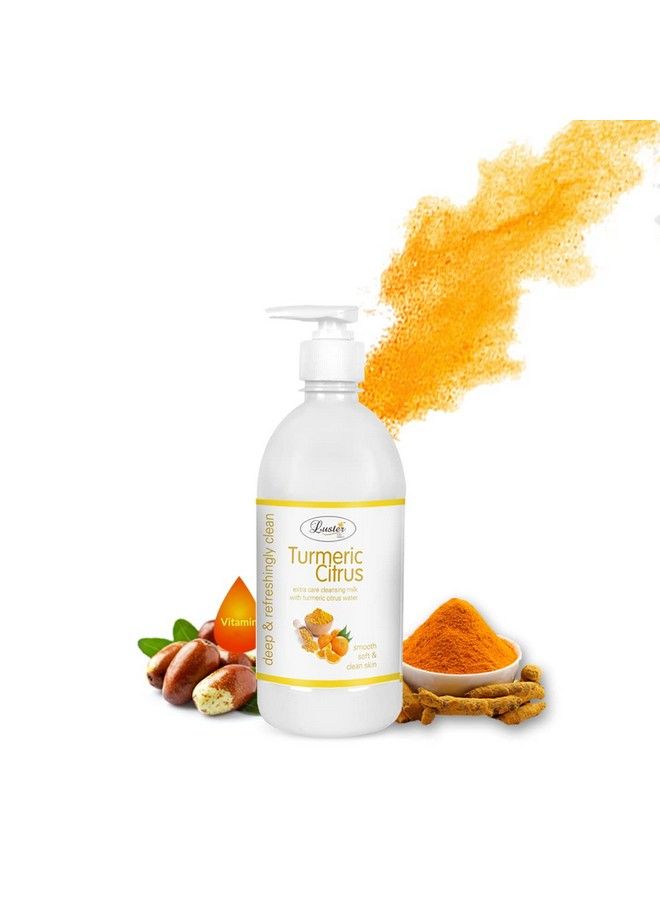 LUSTER Turmeric Citrus Cleansing Milk For Face; Extra Care Cleansing Milk With Turmeric Citrus Water; Cleansing Milk For Makeup Remover; (Paraben & Sulfate Free)500 Ml - Image 2