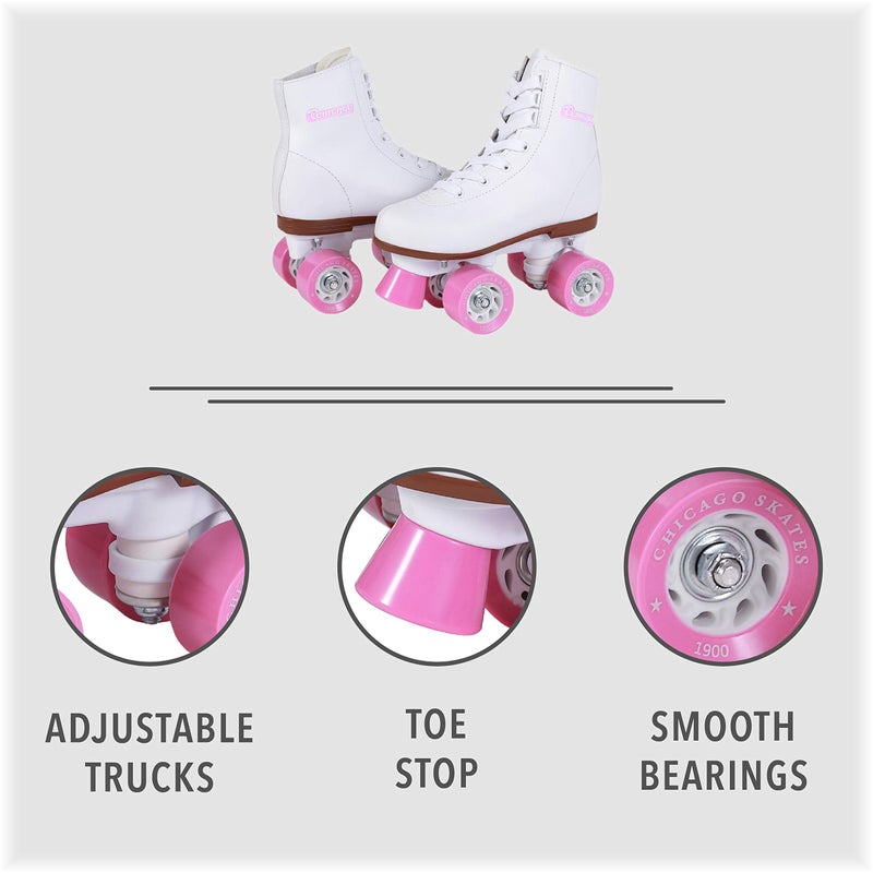 Chicago Skates Chicago Girls Rink Roller Skates â€“ Classic High-Top Quad Skates, Padded Ankle Collar, 54mm Urethane Wheels, Adjustable Trucks, Indoor & Outdoor - Image 2