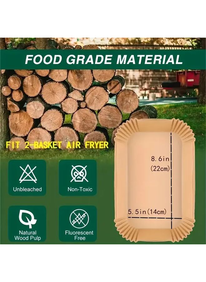 64 Pcs Air Fryer Basket Liners Nonstick Rectangular Parchment Paper with Raised Edges for Easy Cleanup - Image 3