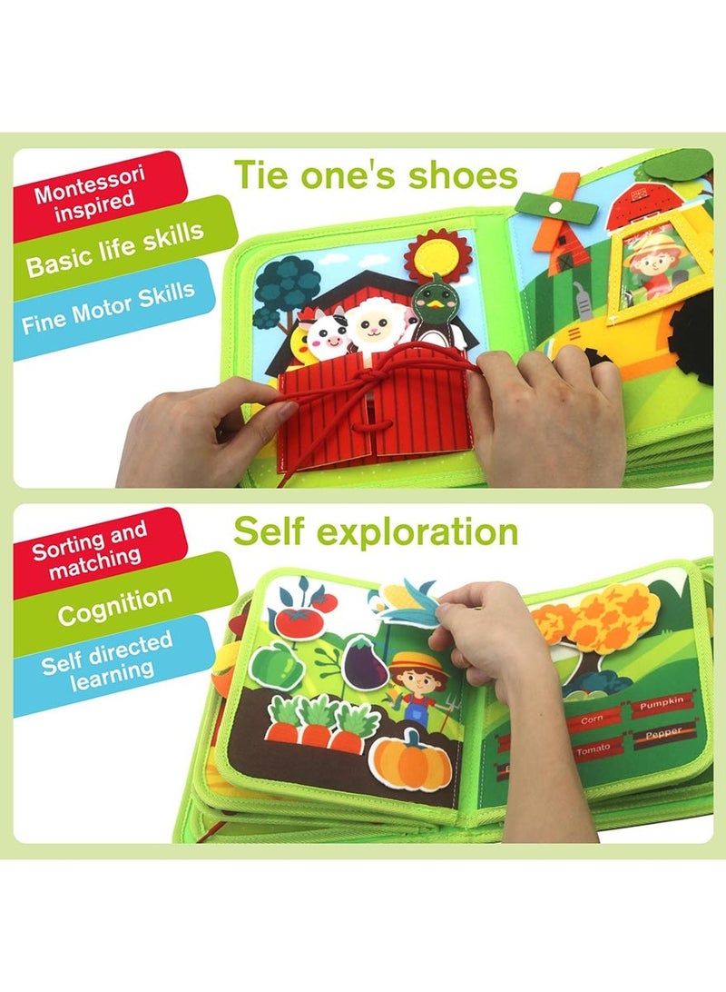 Omelo Busy Book for Toddlers 1-3, Montessori Toys Busy Board for 1 Year Old Boy Toys Girl Birthday Gift, Educational Activity Books Felt Learning Board Airplane Travel Toy - Image 3
