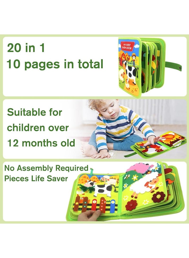 Omelo Busy Book for Toddlers 1-3, Montessori Toys Busy Board for 1 Year Old Boy Toys Girl Birthday Gift, Educational Activity Books Felt Learning Board Airplane Travel Toy - Image 4