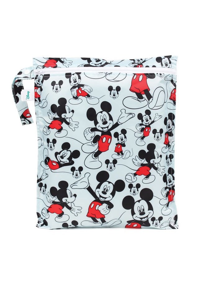 BUMKiNs - Disney Waterproof Wet Bag for Baby, Travel, Swim Suit, Cloth Diapers, Pump Parts, Pool, Gym Clothes, Toiletry, Strap to Stroller, Daycare, Zipper Reusable Bag, Packing Pouch, Mickey Mouse - Image 1