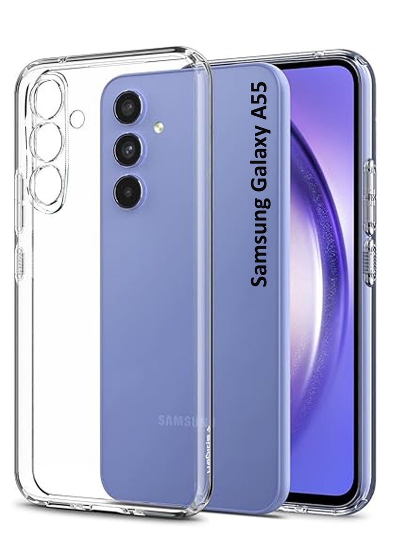 Samsung Galaxy A55 - Soft Flexible Transparent Silicone Protective Back Case Cover-Transparent - Image 1