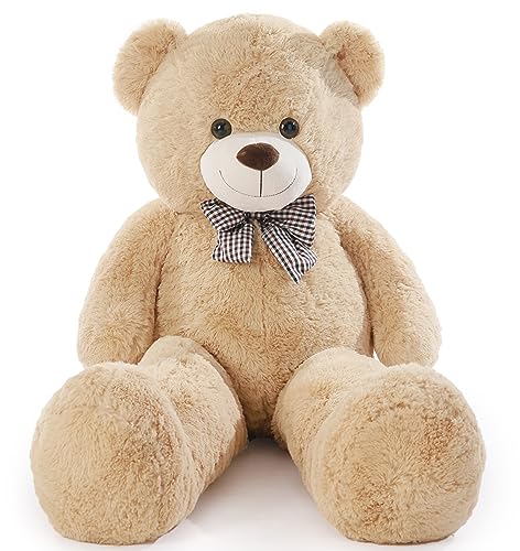 Poutmac Big Teddy Bear 4Ft Giant Soft Stuffed Animals Cute Plush Toy for Girlfriend Women Kids for Valentines Christmas Birthday Light Brown 47 inches - Image 1