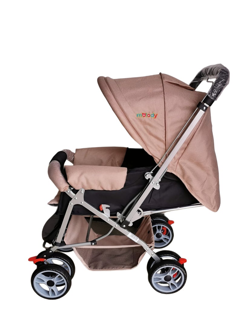 molody Extra Cushiony Baby Stroller with Safety Features, 0-3 Years, Comfortable Design for Infants and Toddlers- Khaki  - Image 3