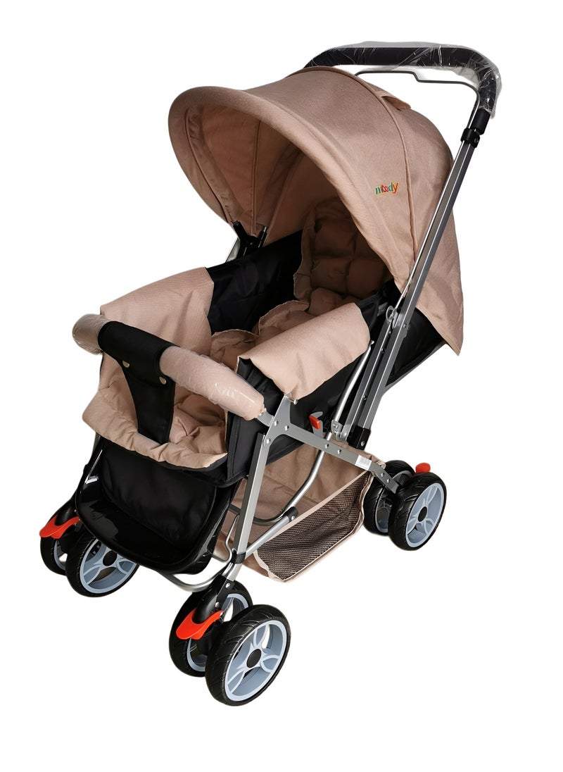 molody Extra Cushiony Baby Stroller with Safety Features, 0-3 Years, Comfortable Design for Infants and Toddlers- Khaki  - Image 1