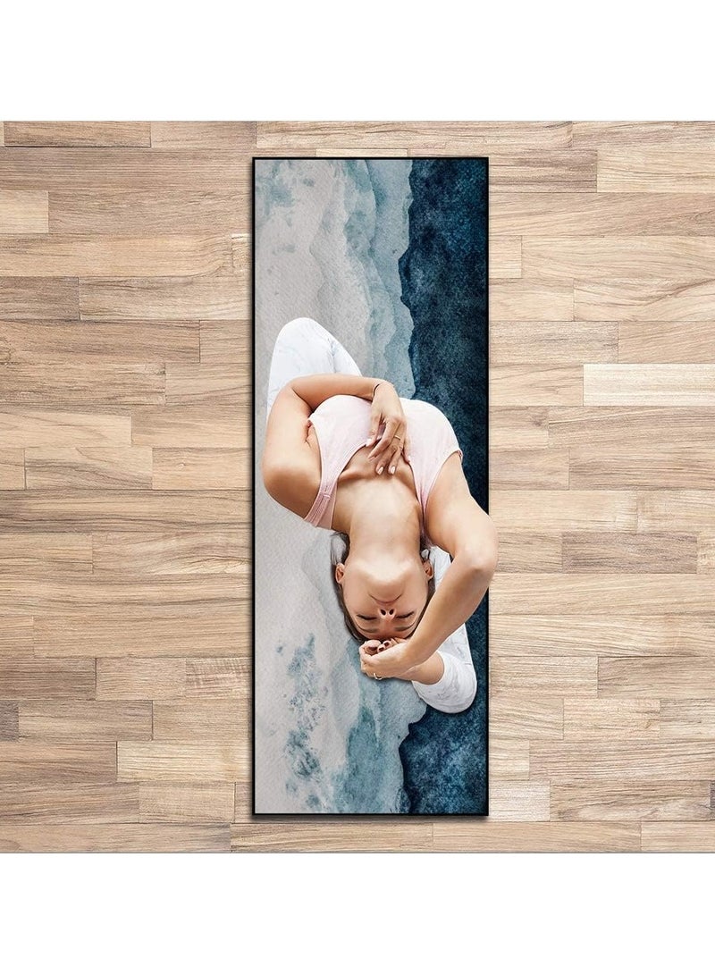 PYC Yoga Mat Towel with Corner Pockets, Non Slip Sweat Absorbent Hot Yoga Towels, Soft Yoga Blankets with Travel Bag, Skidless Mat Cover for Workout, Gym, Fitness - 70"x26", Watercolor Mountain - Image 2