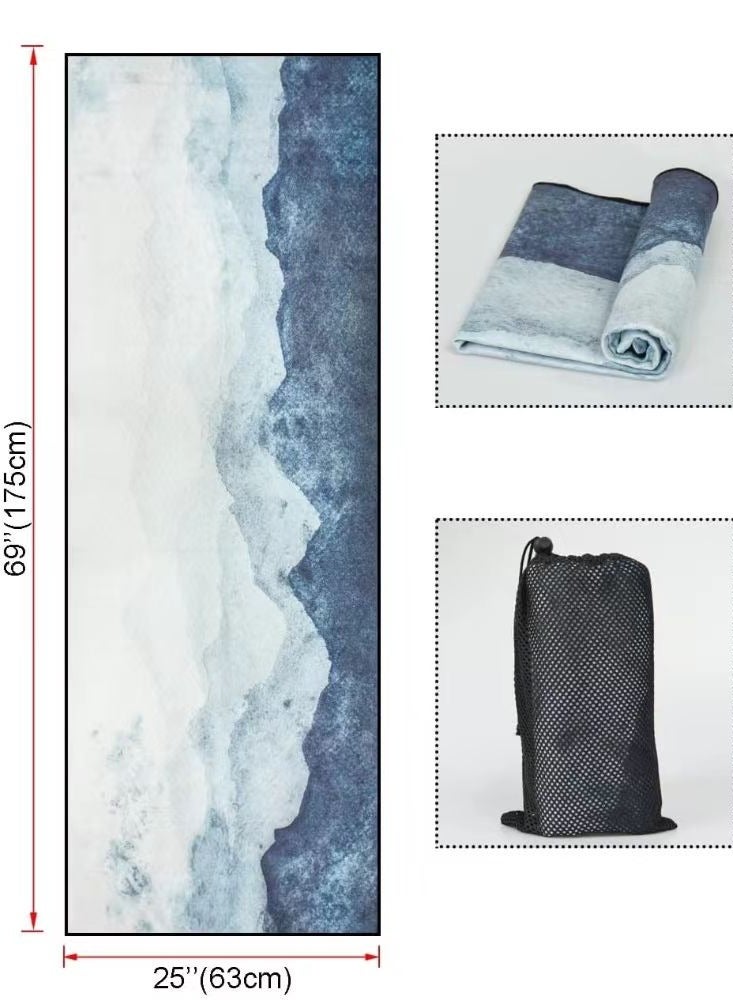 PYC Yoga Mat Towel with Corner Pockets, Non Slip Sweat Absorbent Hot Yoga Towels, Soft Yoga Blankets with Travel Bag, Skidless Mat Cover for Workout, Gym, Fitness - 70"x26", Watercolor Mountain - Image 5