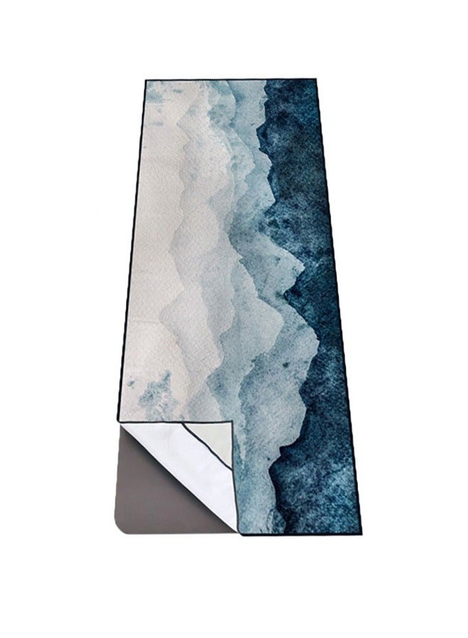 PYC Yoga Mat Towel with Corner Pockets, Non Slip Sweat Absorbent Hot Yoga Towels, Soft Yoga Blankets with Travel Bag, Skidless Mat Cover for Workout, Gym, Fitness - 70"x26", Watercolor Mountain - Image 1