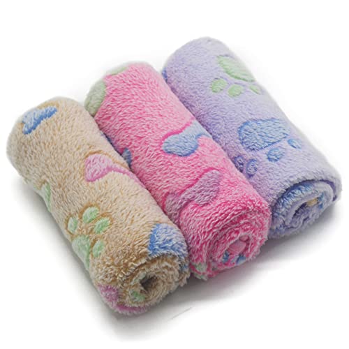 1 Pack 3 Puppy Blankets Super Soft Warm Sleep Mat Bone Print Cute Blanket Fluffy Premium Fleece Pet Blanket Flannel Throw Dog Blankets for Small Dogs Puppy CatMedium29x20