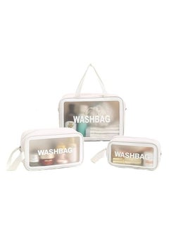 Spaceshoop Toiletry Bags 3Pcs Portable PVC for Women Men,Clear Makeup Bags Cosmetic Pouch Organizer Waterproof with Zipper Handle,Transparent Travel Large Storage Toiletries  - Image 1