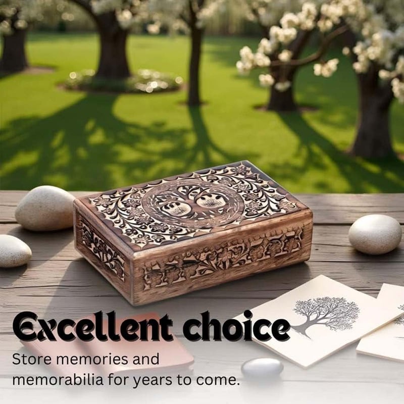 ZYNTIX Wooden Jewelery Box Decorative Box with Life of Tree Carving - Antique Design for Sister Birthday Gifts, Jewelry Organizer Gifts For Women Birthday Unique, wooden Handmade love Gift (Antique) - Image 4