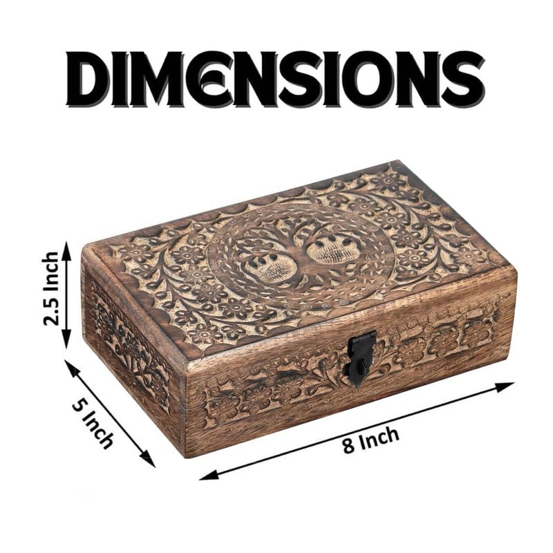 ZYNTIX Wooden Jewelery Box Decorative Box with Life of Tree Carving - Antique Design for Sister Birthday Gifts, Jewelry Organizer Gifts For Women Birthday Unique, wooden Handmade love Gift (Antique) - Image 3