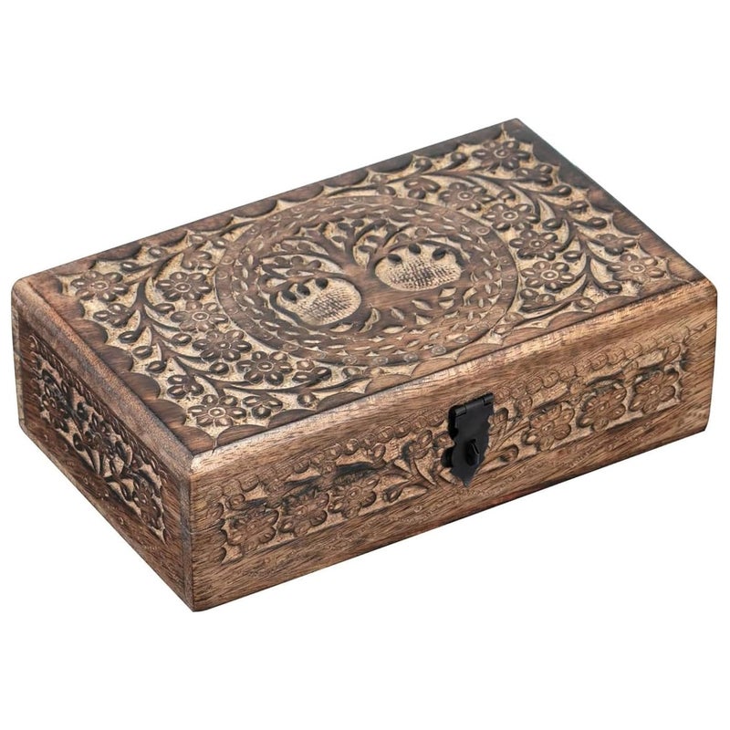 ZYNTIX Wooden Jewelery Box Decorative Box with Life of Tree Carving - Antique Design for Sister Birthday Gifts, Jewelry Organizer Gifts For Women Birthday Unique, wooden Handmade love Gift (Antique) - Image 1