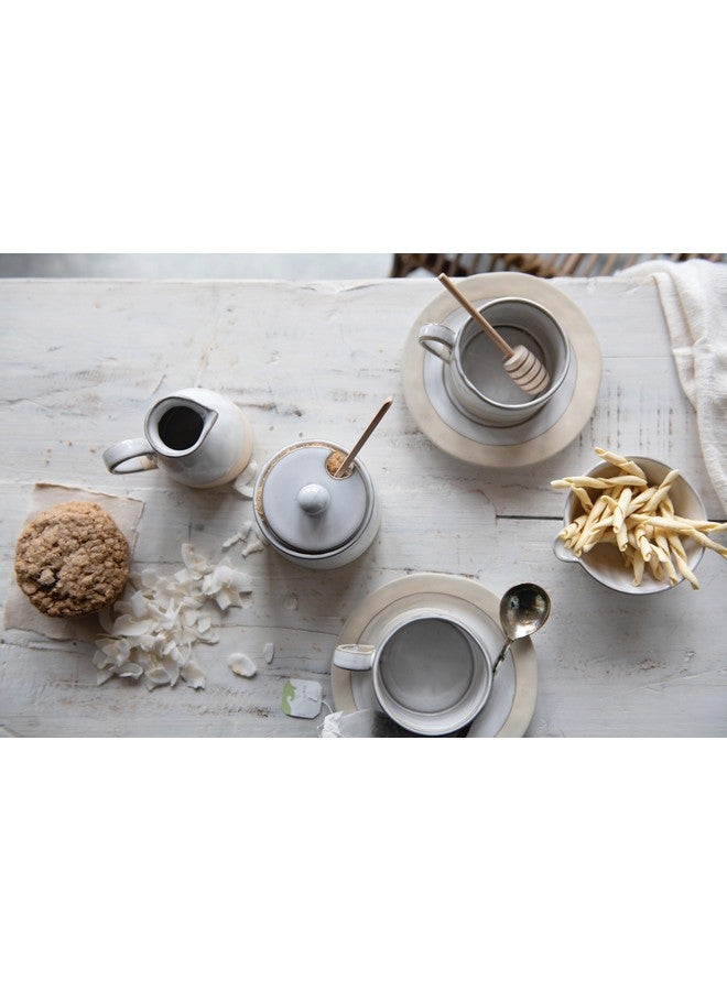 Creative Co-Op White Stoneware Sugar Pot with Lid - Image 3