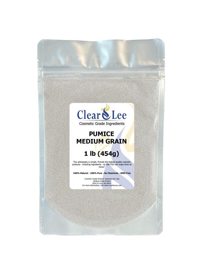 ClearLee - Cosmetic Grade Pumice 100% Pure Natural Grain/Powder Great For Skin Exfoliation In Diy Soaps Masks Scrubs For Face Body Foot (1Lb Medium Grain) - Image 1