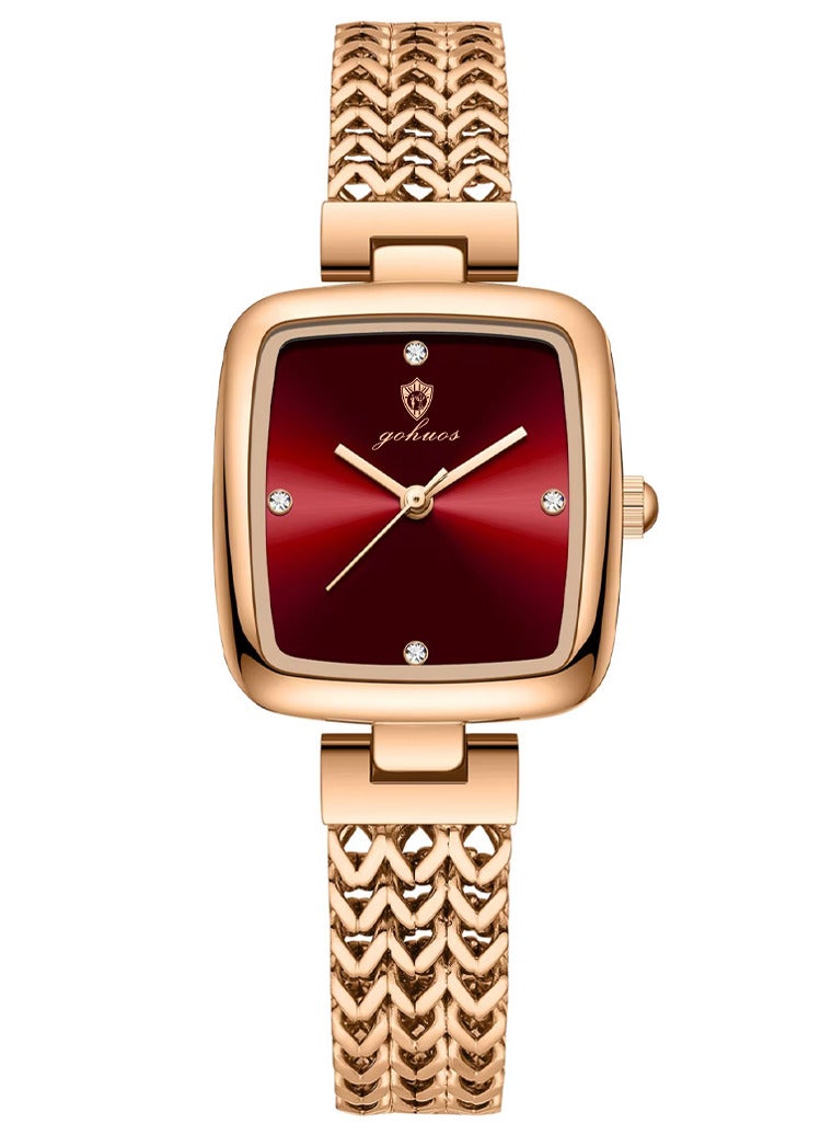 جوهوس ساعة نسائية، سوار من الفولاذ المقاوم للصدأ، ساعة يد كلاسيكية فاخرة تعمل بالكوارتز ومقاومة للماء - 28 مم - Image 2