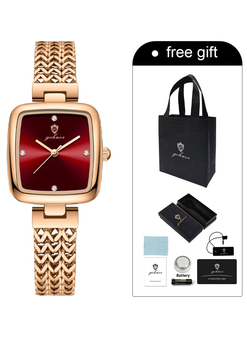 جوهوس ساعة نسائية، سوار من الفولاذ المقاوم للصدأ، ساعة يد كلاسيكية فاخرة تعمل بالكوارتز ومقاومة للماء - 28 مم - Image 3
