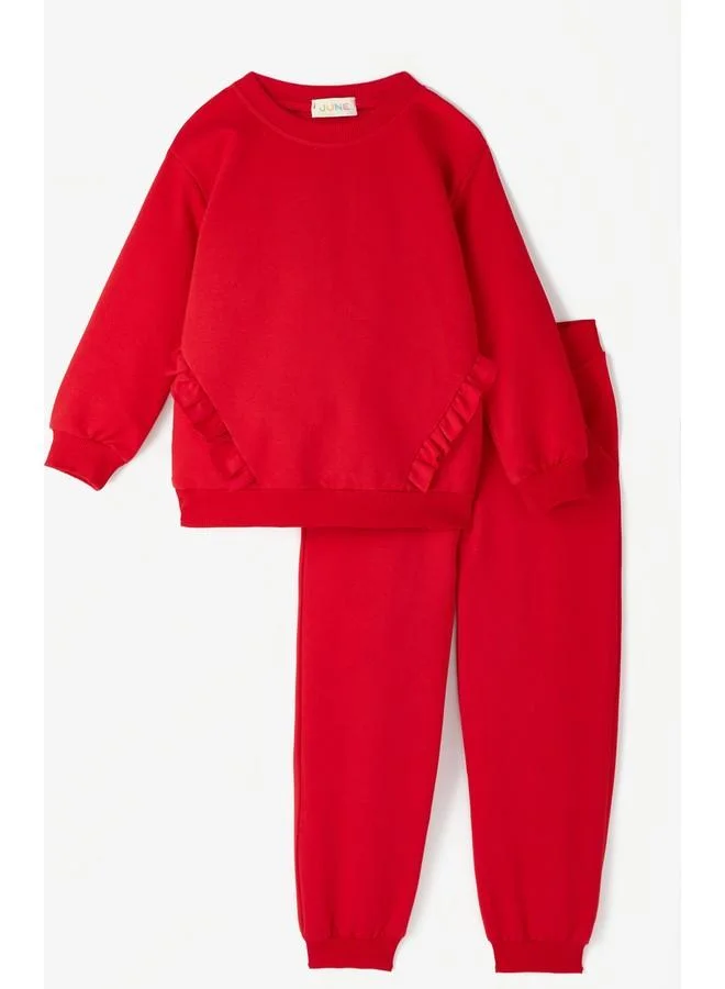 JUNE June Frilly Girl Tracksuit Set Red