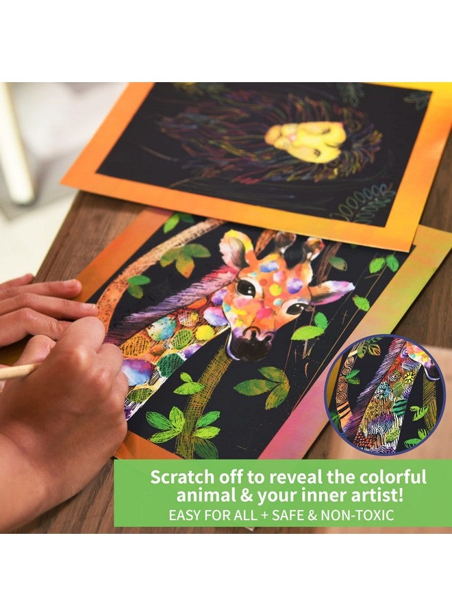 Chalk and Chuckles Animal Power Scratch Art Kit For Kids 6-14 With Stickers,Birthday Return Gifts For Girls&Boys Ages 5-10 Year Old,Diy Activity Travel Toys For Kids,Paper Craft Kit,Multicoloured - Image 3