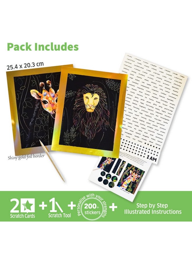 Chalk and Chuckles Animal Power Scratch Art Kit For Kids 6-14 With Stickers,Birthday Return Gifts For Girls&Boys Ages 5-10 Year Old,Diy Activity Travel Toys For Kids,Paper Craft Kit,Multicoloured - Image 2