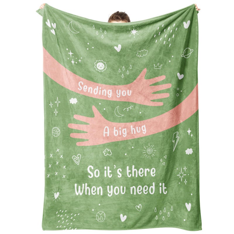 Afterprints Get Well Soon Gifts for Women Men  Hug/Healing Blanket  Thinking of You/Feel Better/Sympathy/After Surgery Gifts for Friends  Sister  Coworkers  Soft Throw Blankets 50'' x 60'' - Image 1
