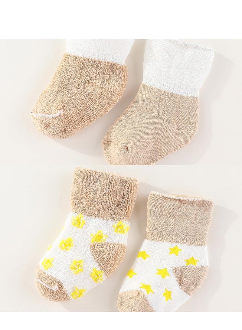 Y&D Baby Caps Mittens and Thick Warm Socks Cotton Newborn Essentials Accessories No Scratch Elastic Wrist Gloves Hypoallergenic for Boys Girls  - Image 5