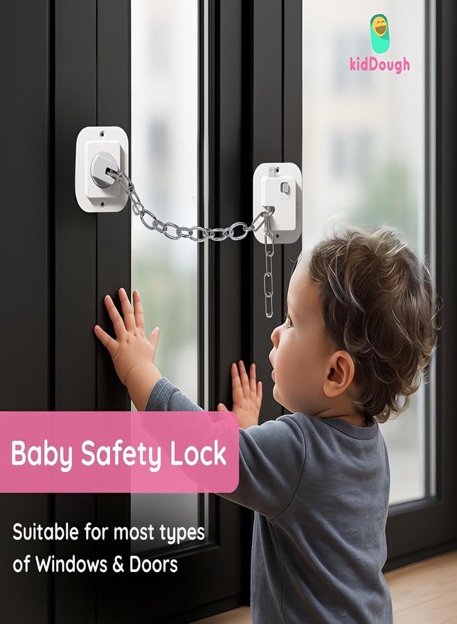 KidDough Door Latch Chain Safety Lock, Door/Window Chain for Secure Home | Ideal for Bedroom, Bathroom, Sliding Doors | Safety Lock for Kids, 1 Piece - Image 2