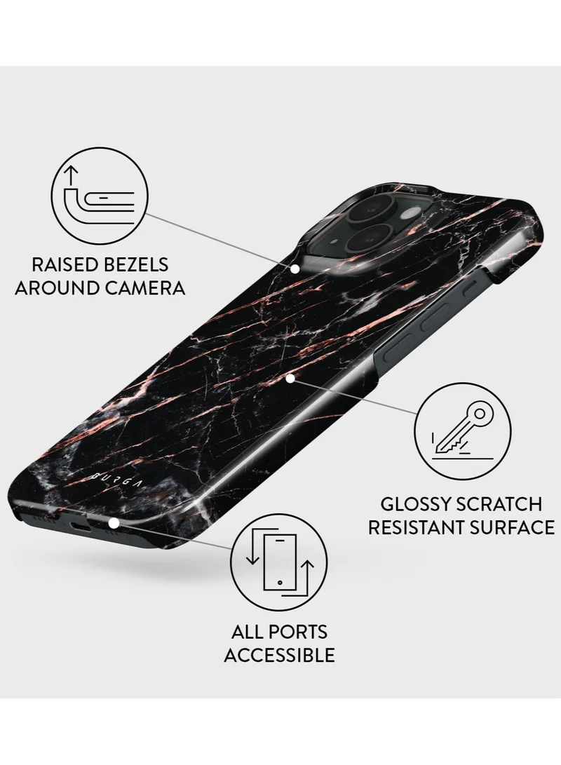 BURGA Luxury Gold Glitter Marble Phone Case Compatible with iPhone 15  Double Layer Silicone Protective Case Rose Gold Marble