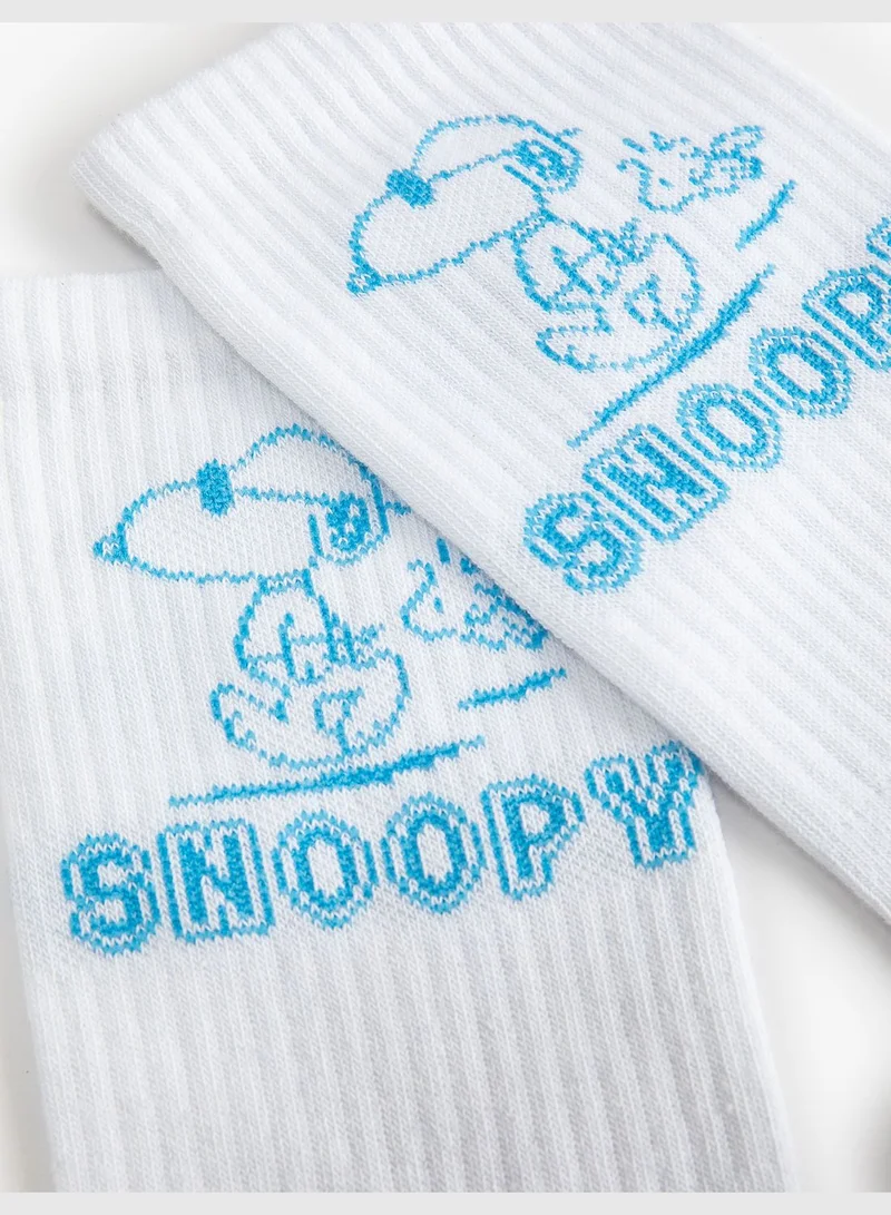 KOTON Snoopy Socket Socks Licensed Embroidered