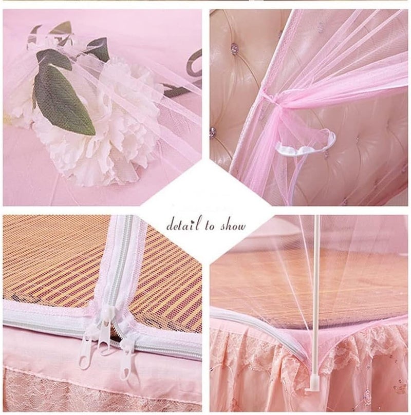 Pop Up Mosquito Net Bed Canopy, Foldable Mesh Mosquito Screen with Double Door, Easy Installation for Single Double Bed,Yellow-39.4 - Image 5