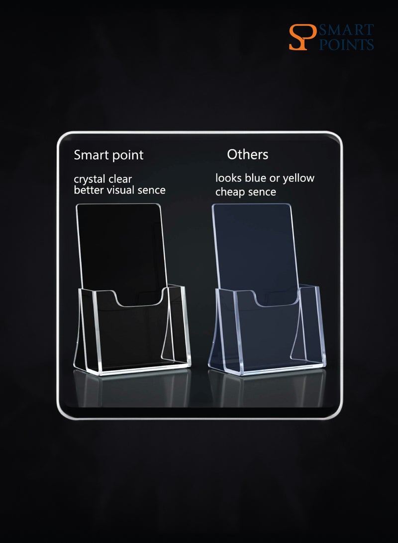 SMARTPOINTS 2 Pack 4 inch Wide Acrylic Brochure Holders for Pamphlets, Cards, Brochures, Magazines, Literature, Pamphlets Display Stand for Countertop - Image 3