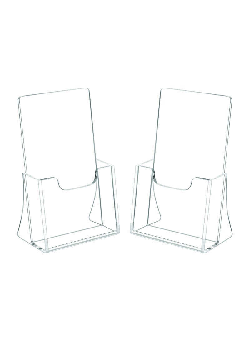 SMARTPOINTS 2 Pack 4 inch Wide Acrylic Brochure Holders for Pamphlets, Cards, Brochures, Magazines, Literature, Pamphlets Display Stand for Countertop - Image 1