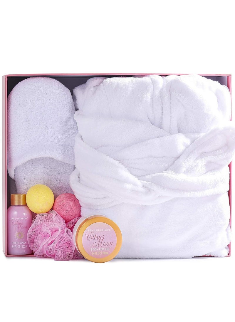 spa luxetique Spa Luxetique Robe and Slippers Spa Set Women, Valentines Day Gifts for Wife, 6pcs Flannel Soft Bath Robe, Bath and Body Works Bath Sets with Slippers, Body Lotion, Bath Bombs, Robe Sets for Women  - Image 2
