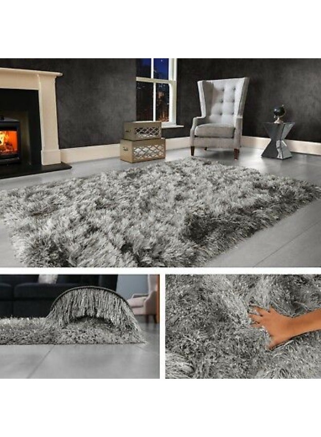 Handpicked Furniture Fluffy Grey Rug, Ultra Soft Area Carpets For Bed Room, Living Room, And Dining Room, Anti-slip Floor Carpets, Easy To Clean, Made In Turkey - Image 4