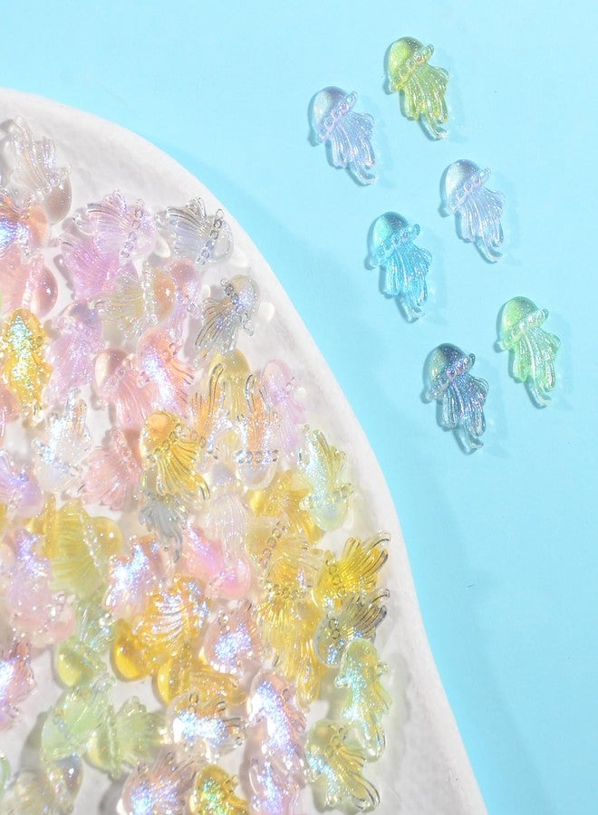 MEILINDS 100Pcs 3D Resin Flatback Charms, 7 Colors Assorted Acrylic Jellyfish Beads Crystal Art Accessories Ocean Slices for DIY Nails Jewelry Making Crafts - Image 4