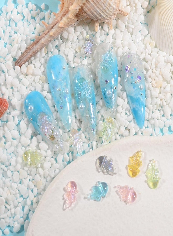 MEILINDS 100Pcs 3D Resin Flatback Charms, 7 Colors Assorted Acrylic Jellyfish Beads Crystal Art Accessories Ocean Slices for DIY Nails Jewelry Making Crafts - Image 2