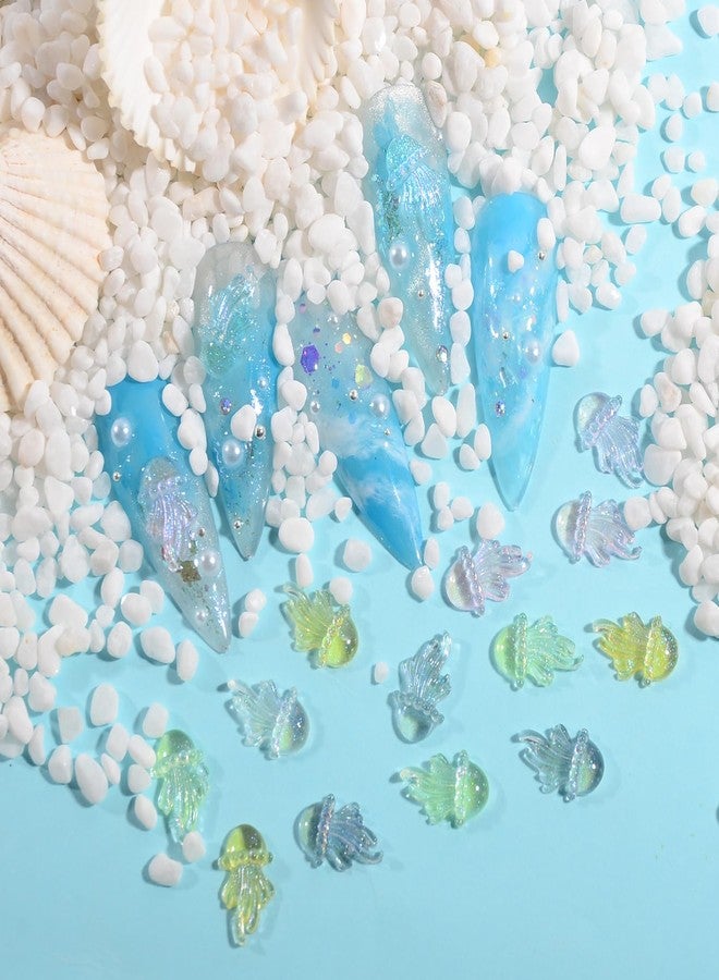 MEILINDS 100Pcs 3D Resin Flatback Charms, 7 Colors Assorted Acrylic Jellyfish Beads Crystal Art Accessories Ocean Slices for DIY Nails Jewelry Making Crafts - Image 3