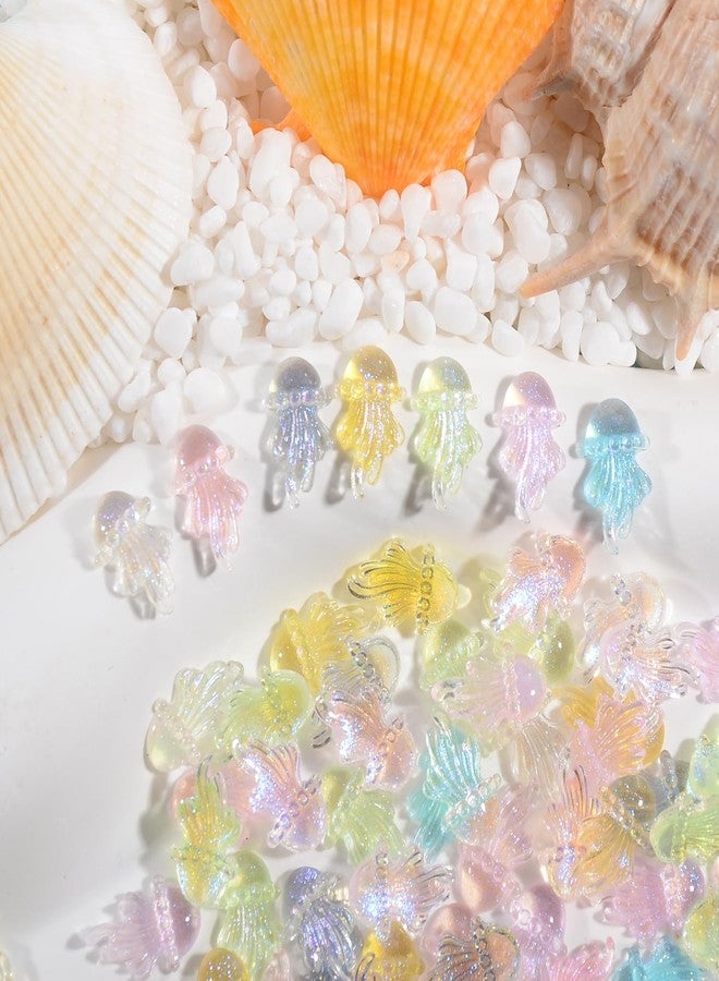 MEILINDS 100Pcs 3D Resin Flatback Charms, 7 Colors Assorted Acrylic Jellyfish Beads Crystal Art Accessories Ocean Slices for DIY Nails Jewelry Making Crafts - Image 1