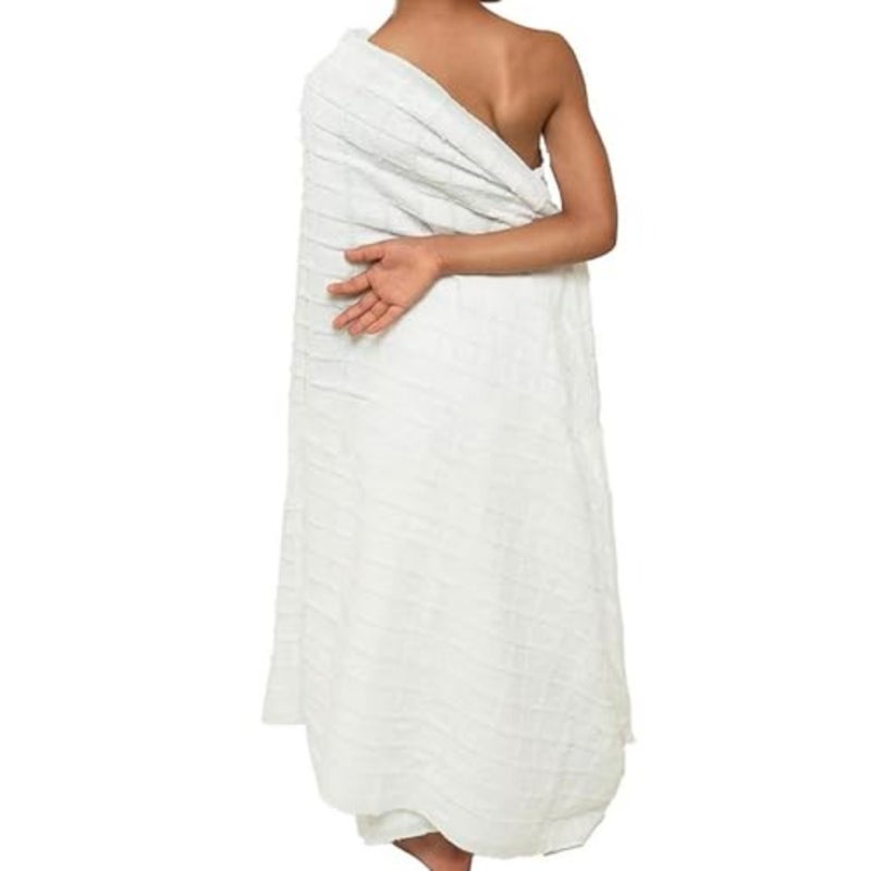 ' Ihram towel for Hajj and Umrah rituals: white, absorbent, breathable cotton fabric, 156x78cm, ideal for boys' pilgrimage garments - Image 3