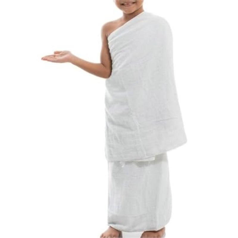 ' Ihram towel for Hajj and Umrah rituals: white, absorbent, breathable cotton fabric, 156x78cm, ideal for boys' pilgrimage garments - Image 4