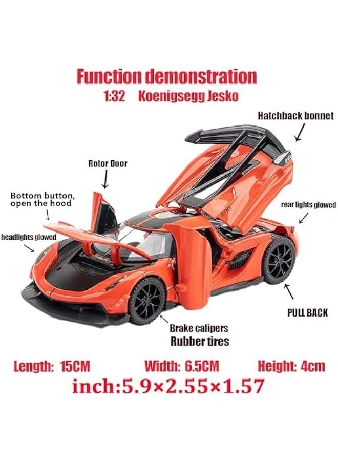 Generic - Toy Cars Koenigsegg Jesko Car Toys Model Car 1/32 Die-cast Pull Back Collect Model with Sound and Light Toy Vehicle for 3+Year Old Boys Festival Gift(Orange) - Image 1