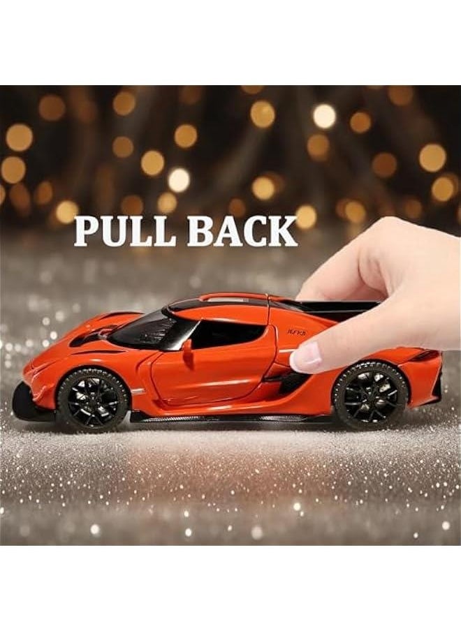Generic - Toy Cars Koenigsegg Jesko Car Toys Model Car 1/32 Die-cast Pull Back Collect Model with Sound and Light Toy Vehicle for 3+Year Old Boys Festival Gift(Orange) - Image 1