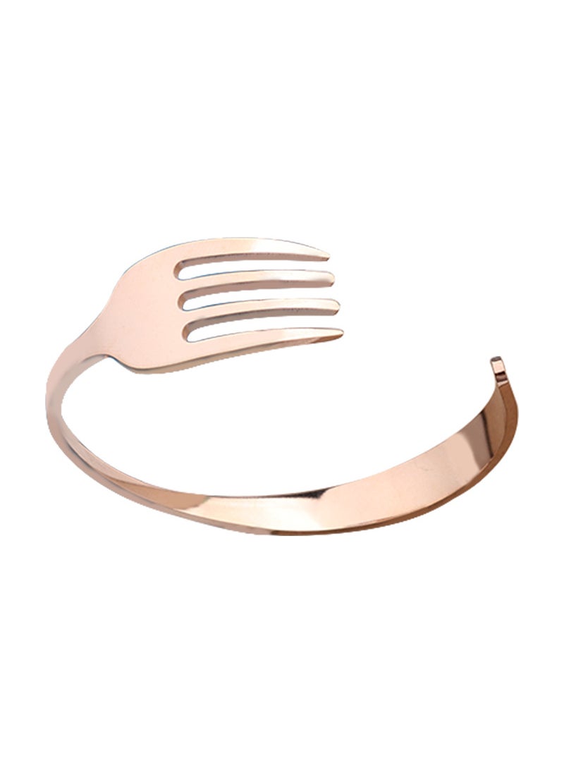 Generic - Creative Adjustable Stainless Steel Fork Bracelet Versatile C- shaped Opening Couples Gift Hand Wrist Jewelry Rose Gold - Image 1
