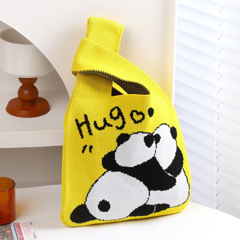 Chengdu Grandpa Panda Knitted Bag Parent-Child Handbag Girl'S Knitted Handbag May Day Spring Tour Accompanying Gift - Image 1