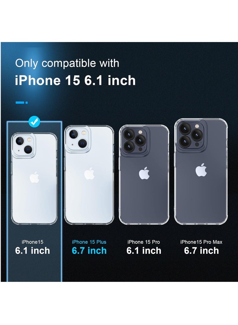 DUSALA [5 in 1 Designed for iPhone 15 Clear Case with Screen Protector[2 Pack] +Camera Lens Protector[2 Pack], Military Grade Drop Protection Transparent Cover 6.1 Inch - Image 2