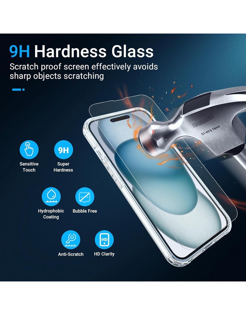 DUSALA [5 in 1 Designed for iPhone 15 Clear Case with Screen Protector[2 Pack] +Camera Lens Protector[2 Pack], Military Grade Drop Protection Transparent Cover 6.1 Inch - Image 5